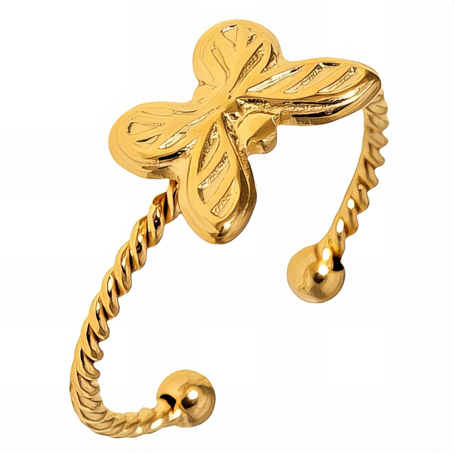 18K gold plated Stainless steel Butterfly finger ring, Intensity 89681-0