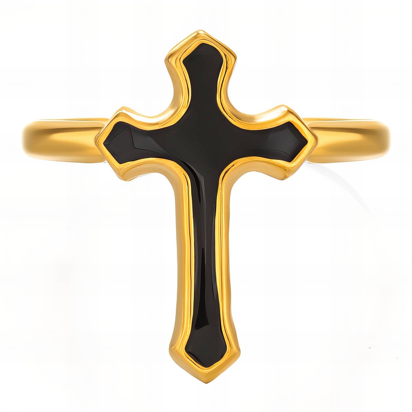 18K gold plated Stainless steel Crosses finger ring, Intensity 89689-0