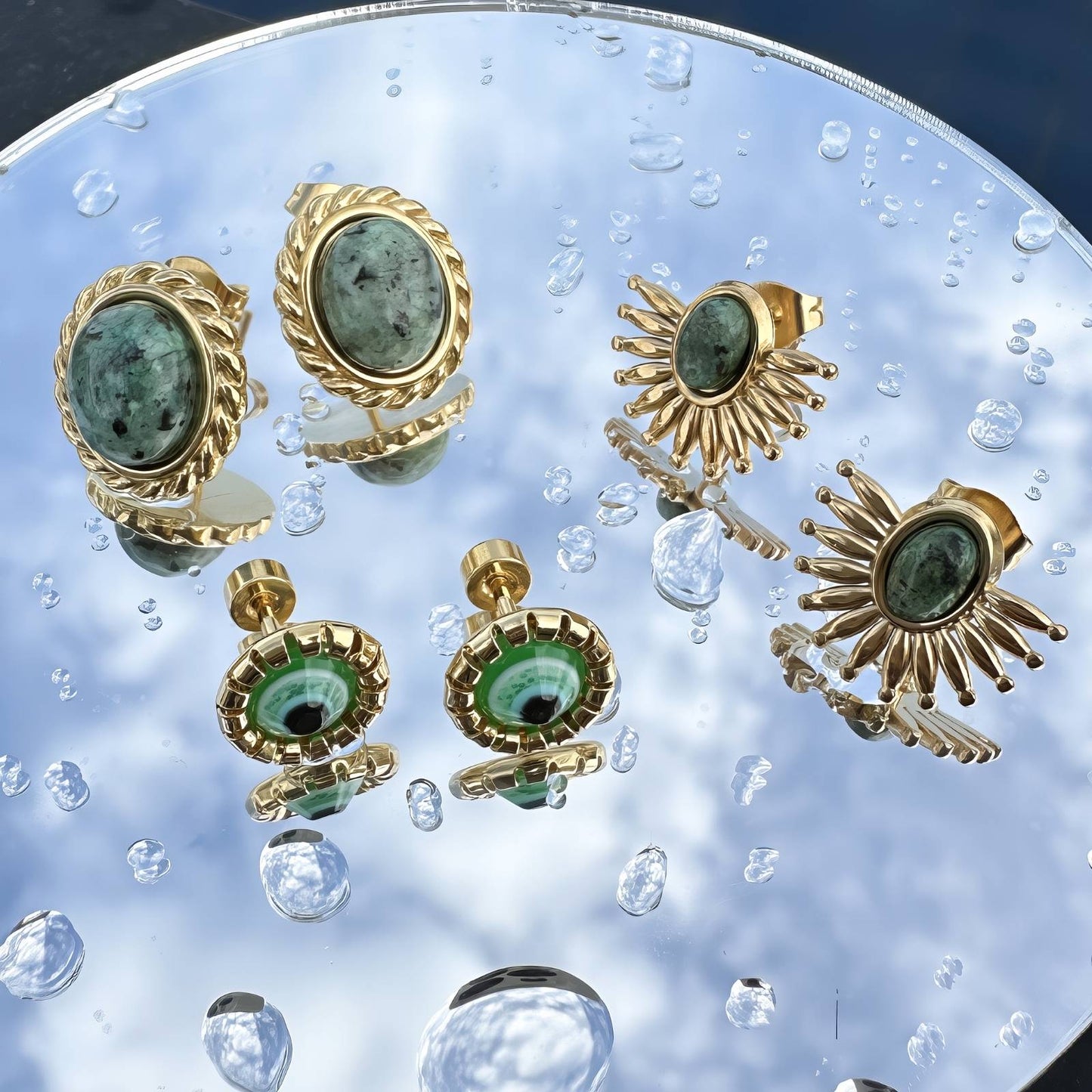 18K gold plated Stainless steel Evil Eye earrings, Intensity 89528-0