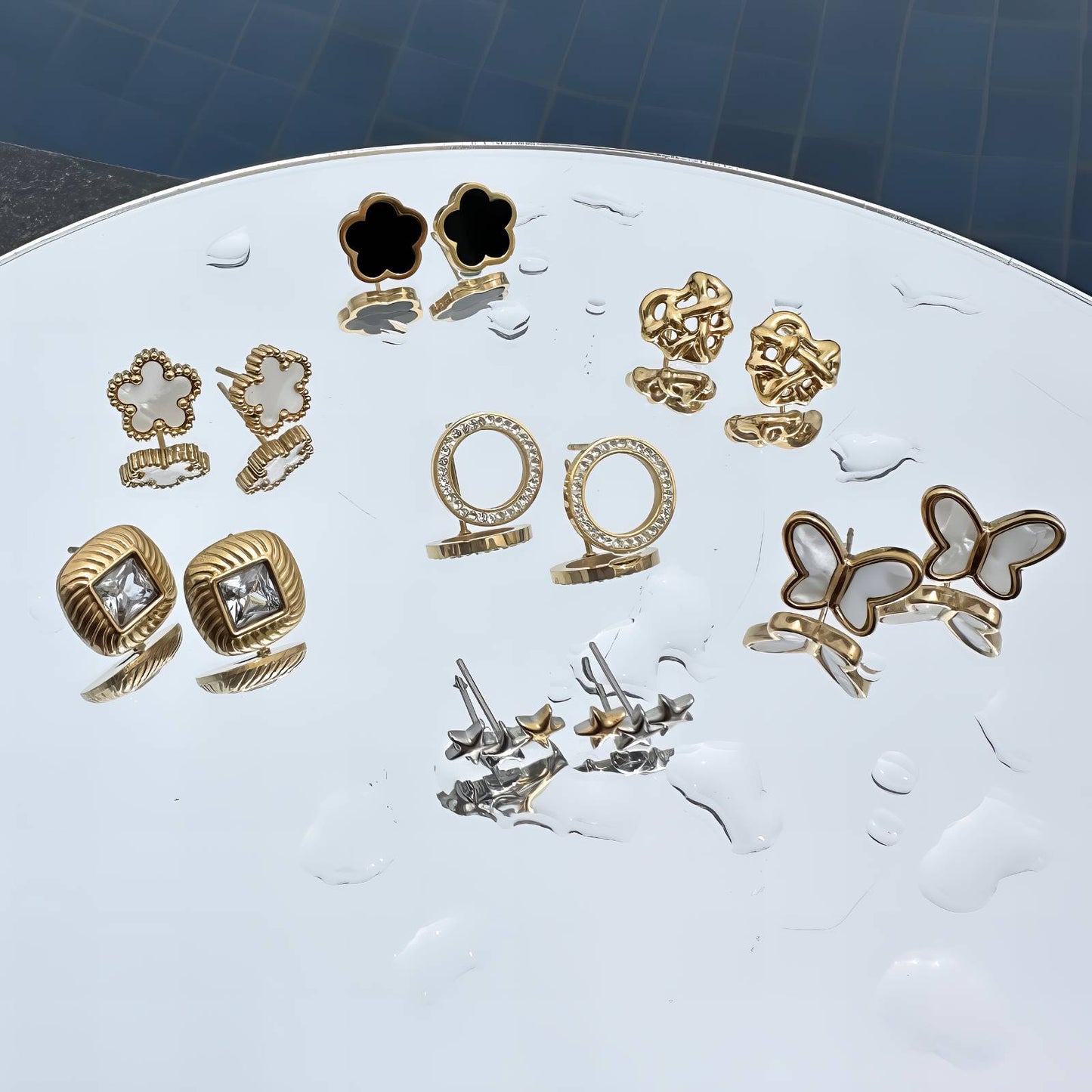 18K gold plated Stainless steel Flowers earrings, Intensity 89839-0