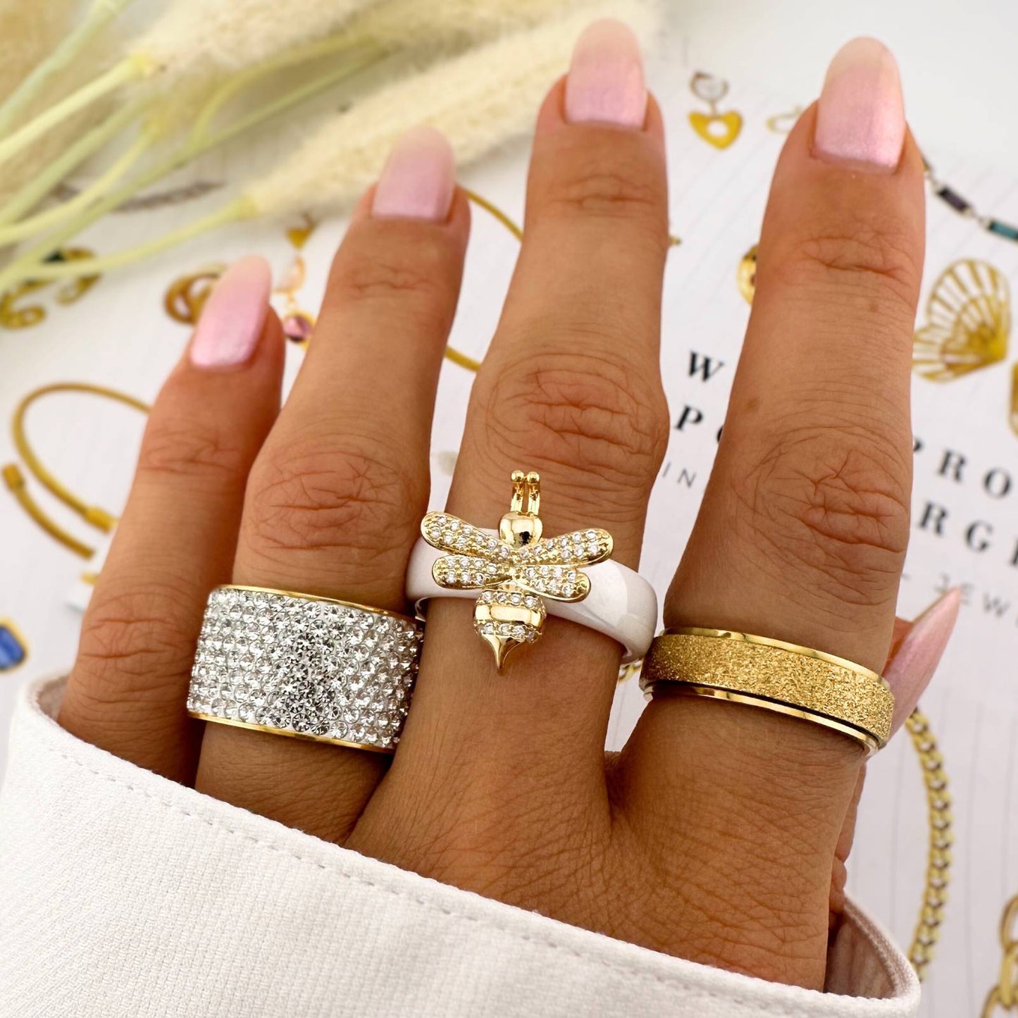 18K gold plated Stainless steel finger ring, Intensity 88133-0-7