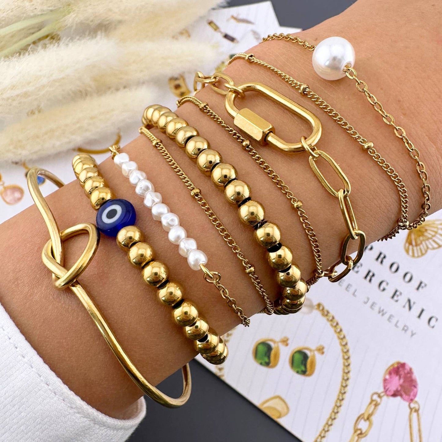 18K gold plated Stainless steel Evil Eye bracelet, Intensity 87180-0
