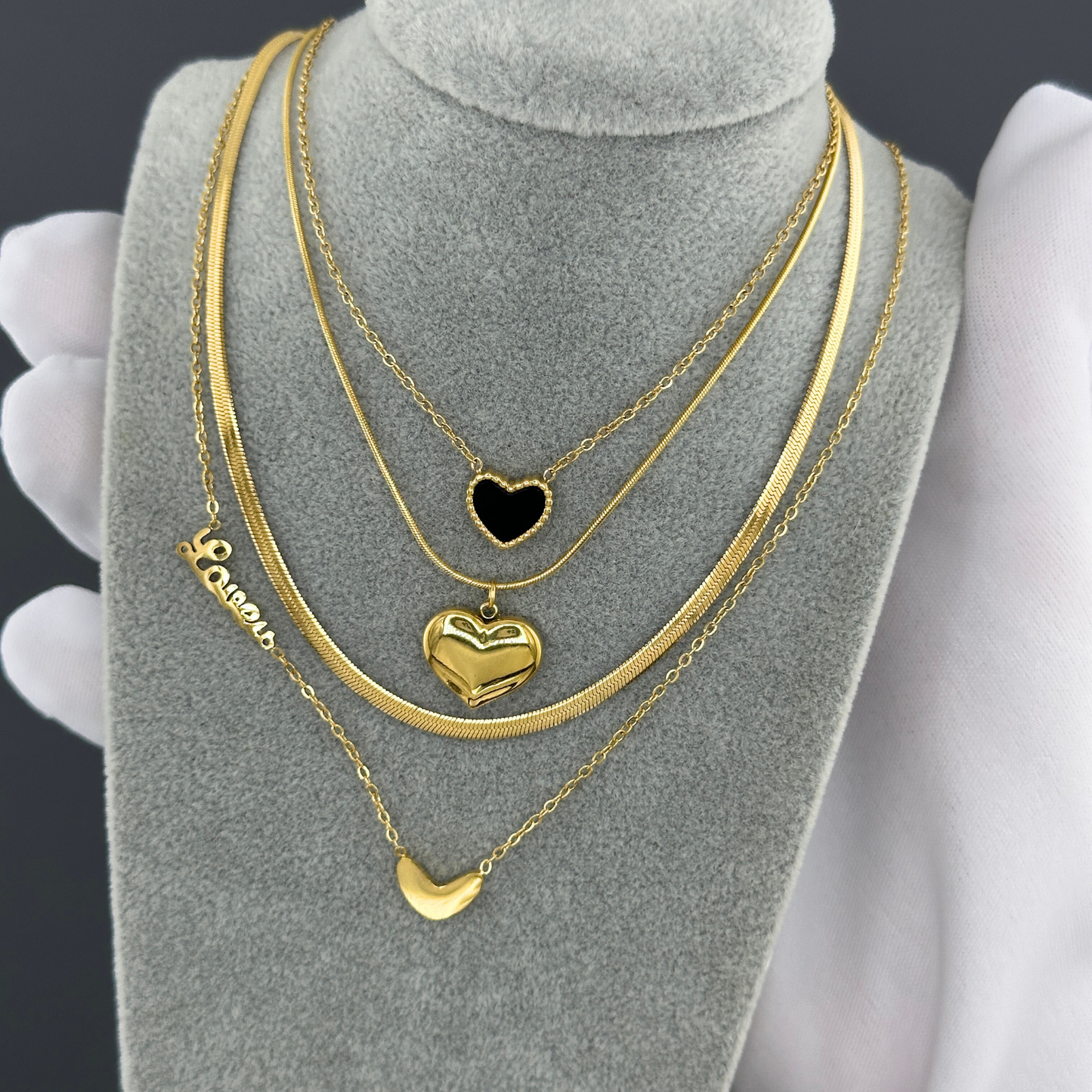 18K gold plated Stainless steel  Hearts necklace, Intensity 87862-0