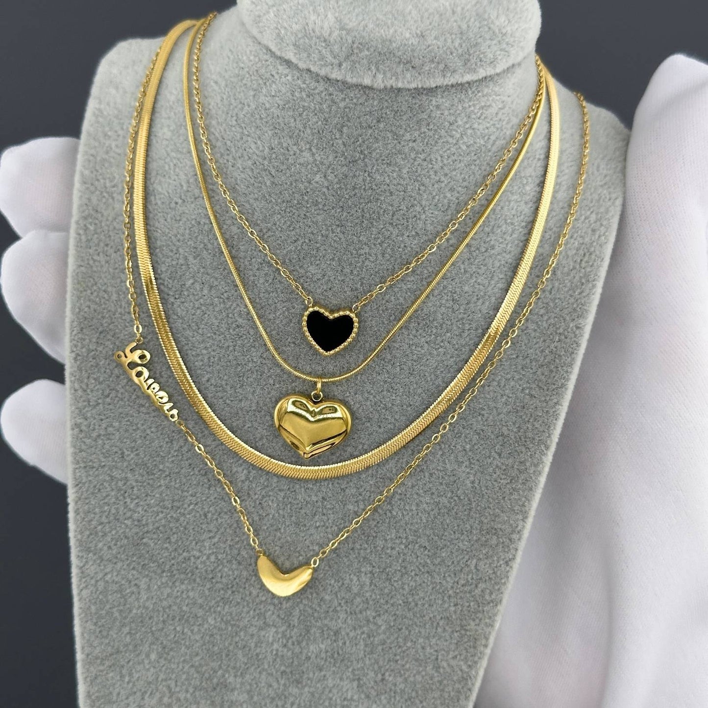 18K gold plated Stainless steel  Heart necklace, Intensity 87856-0