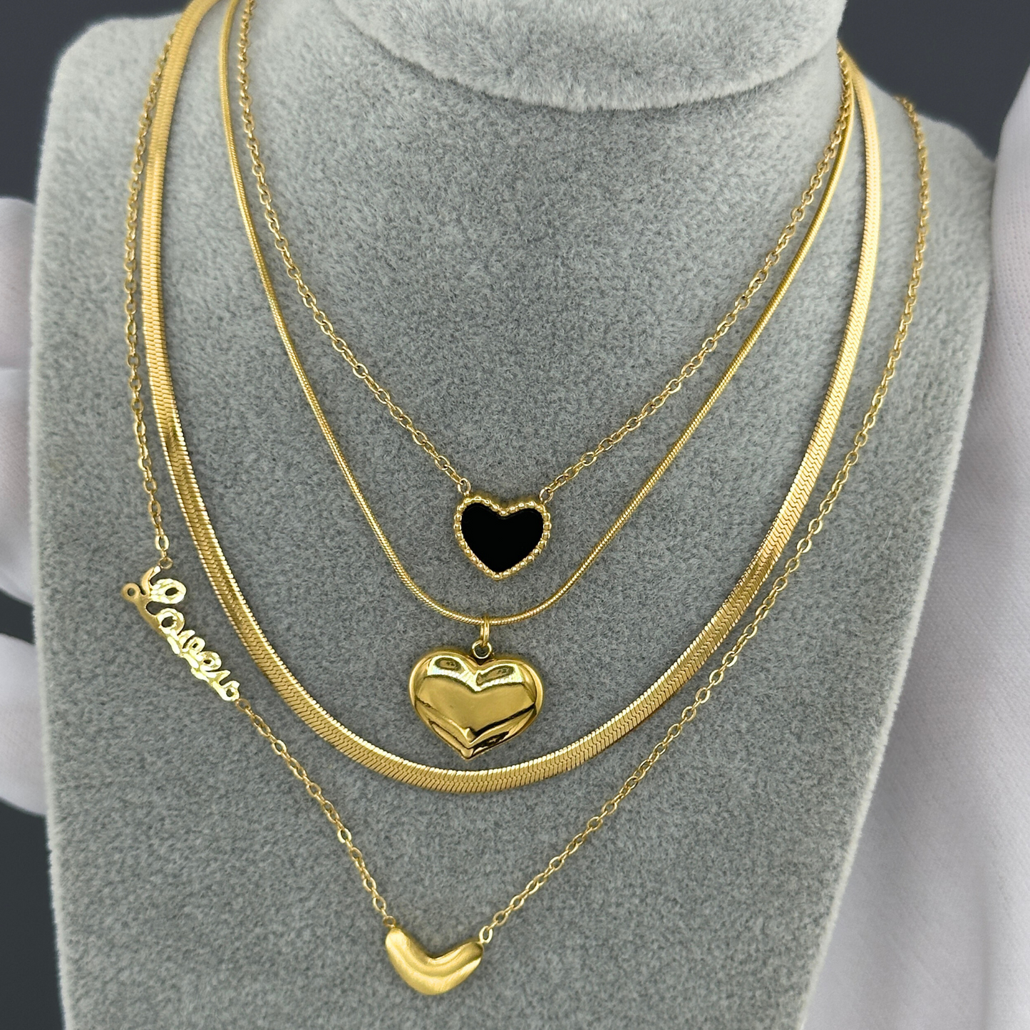 18K gold plated Stainless steel  Hearts necklace, Intensity 87862-0