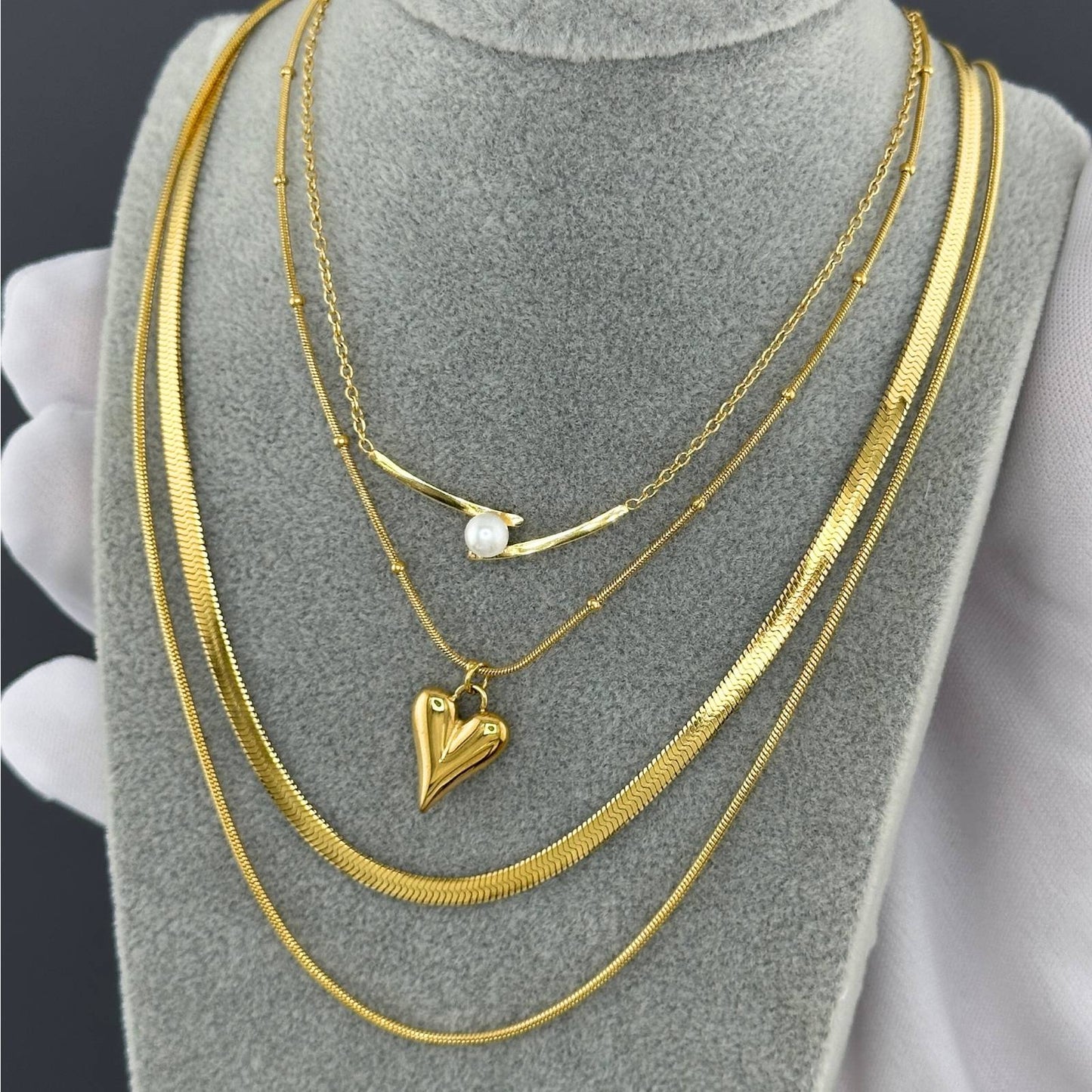 18K gold plated Stainless steel  Hearts necklace, Intensity 87374-0