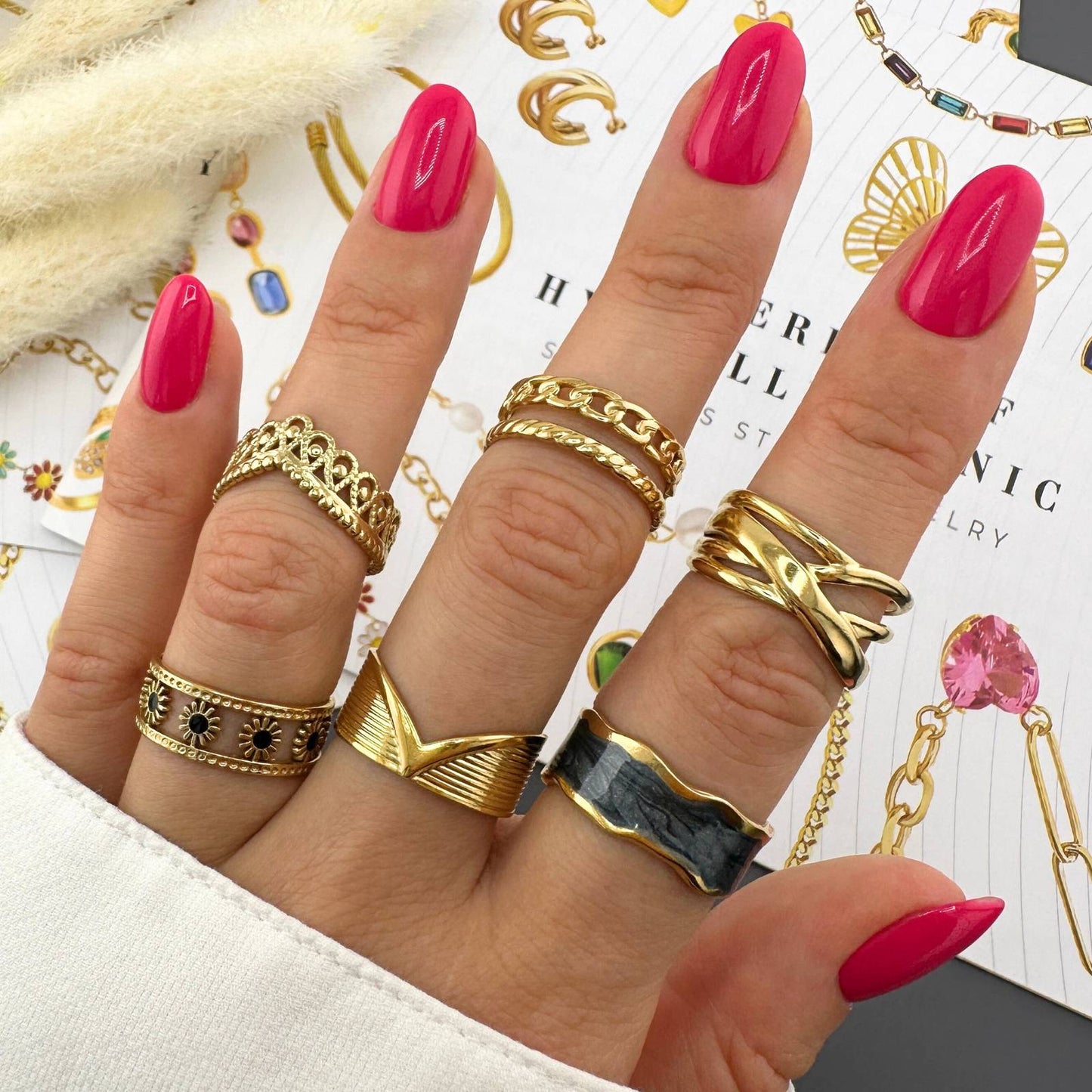 18K gold plated Stainless steel finger ring, Intensity 88573-0-7