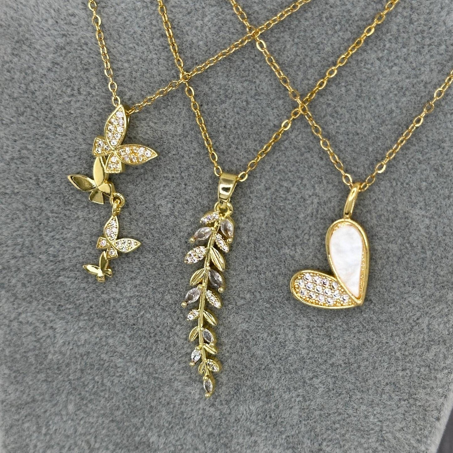18K gold plated Stainless steel  Leafs necklace, Intensity 87359-0