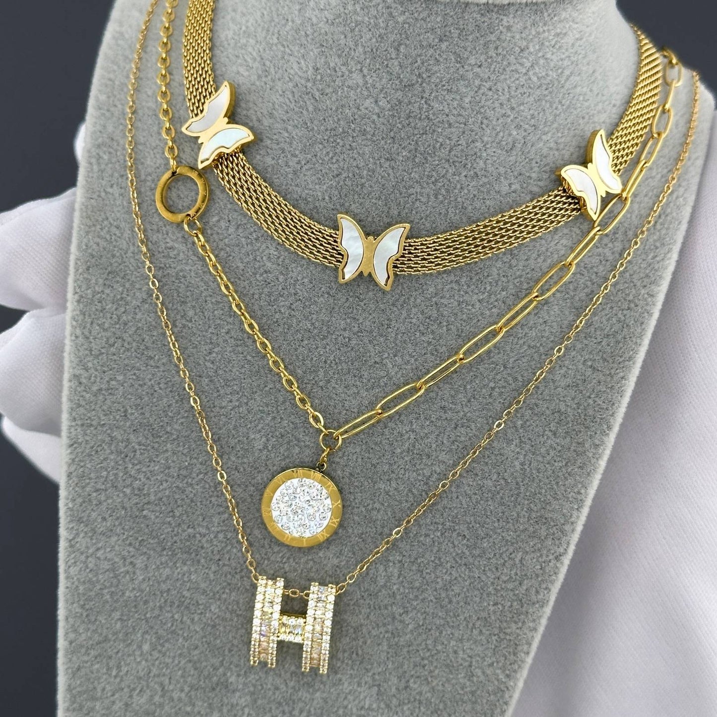 18K gold plated Stainless steel  Letter H necklace, Intensity 88249-0