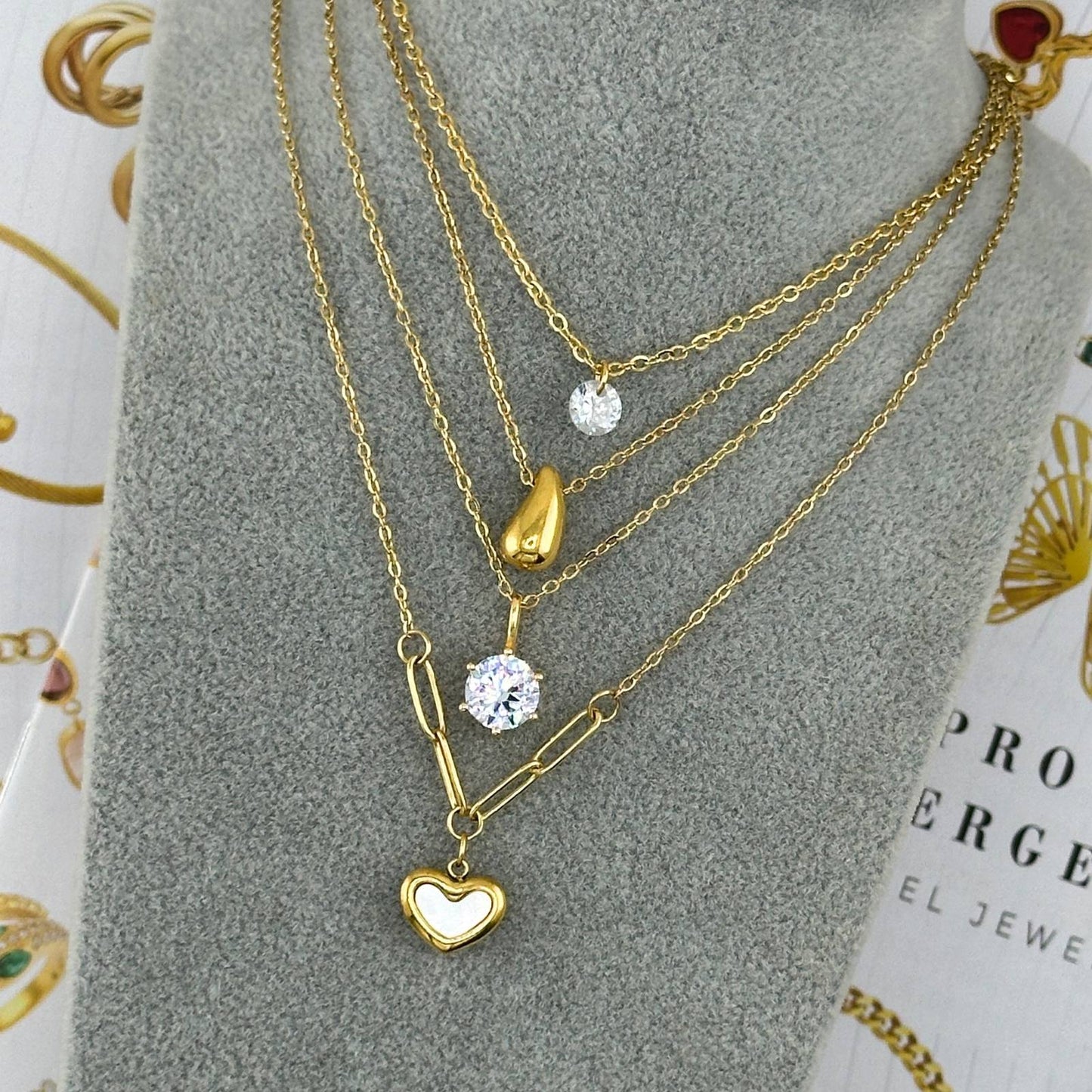 18K gold plated Stainless steel  Hearts necklace, Intensity 87875-0