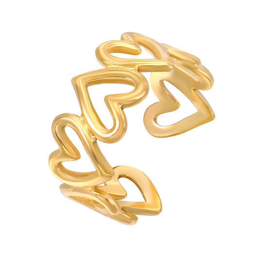 18K gold plated Stainless steel  Hearts finger ring, Intensity 87117-0