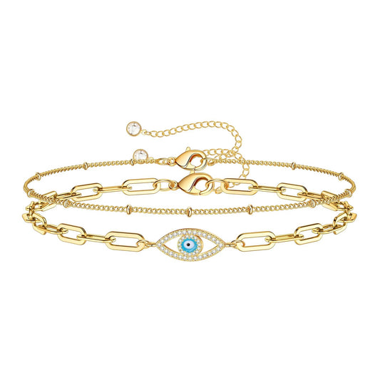 18K gold plated Stainless steel  Evil Eye bracelet, Intensity 87173-0