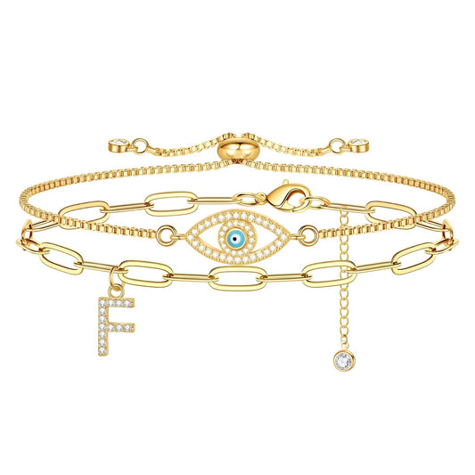 18K gold plated Stainless steel  Evil Eye bracelet, Intensity 87184-0