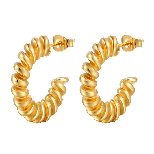 18K gold plated Stainless steel  Spiral earrings, Intensity 87278-0