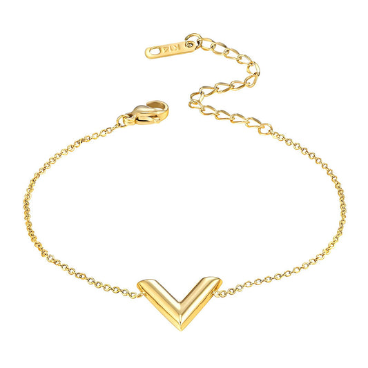 18K gold plated Stainless steel  Letter V bracelet, Intensity 87292-0