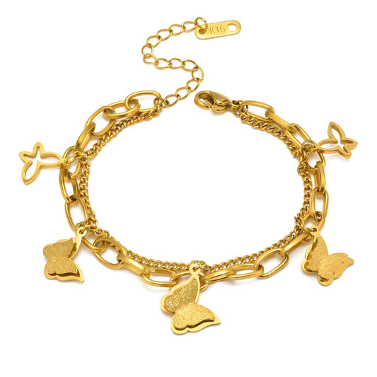 18K gold plated Stainless steel  Butterflies bracelet, Intensity 87295-0
