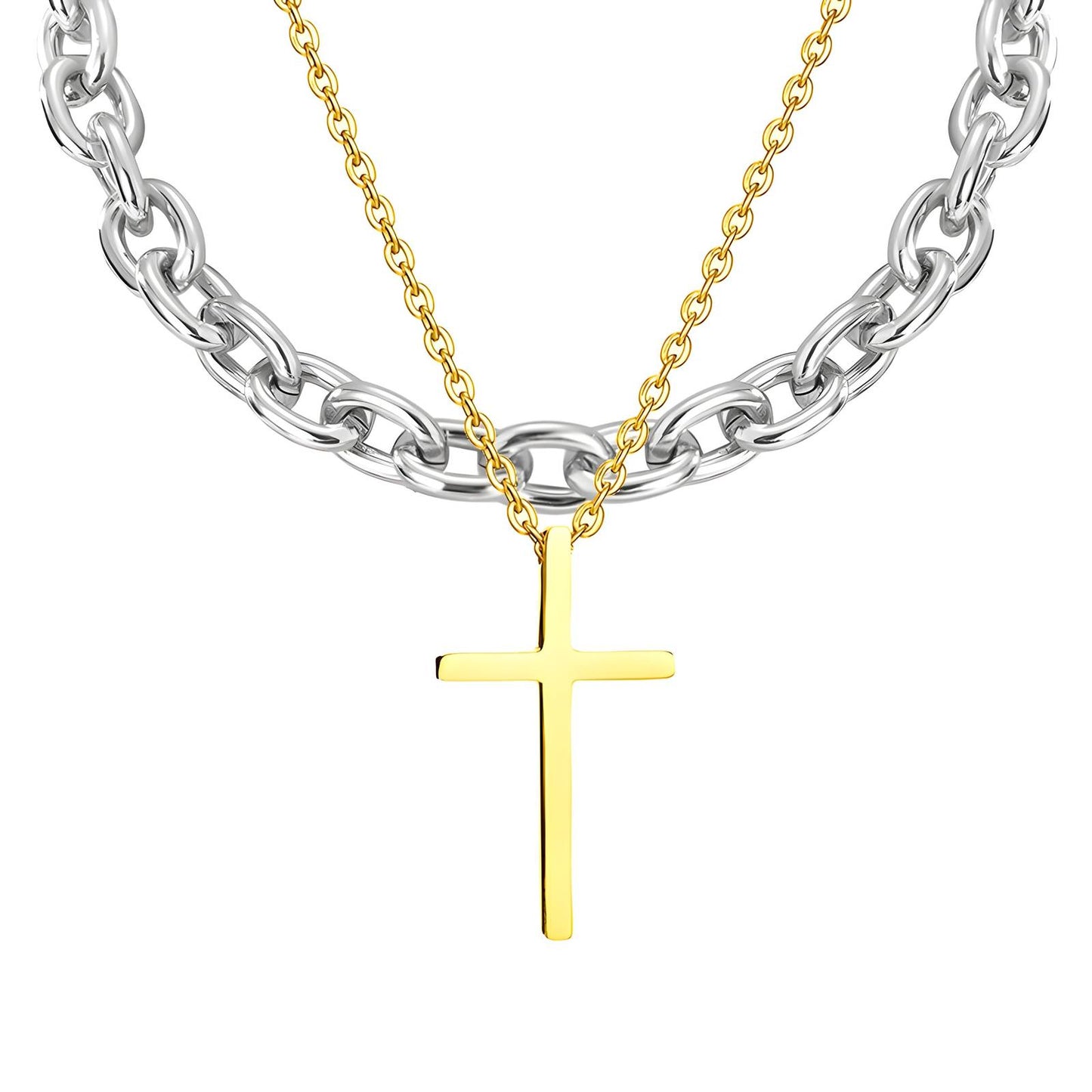 18K gold plated Stainless steel  Crosses necklace, Intensity 87338-0