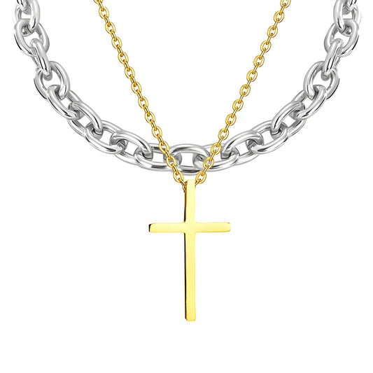 18K gold plated Stainless steel  Crosses necklace, Intensity 87338-0