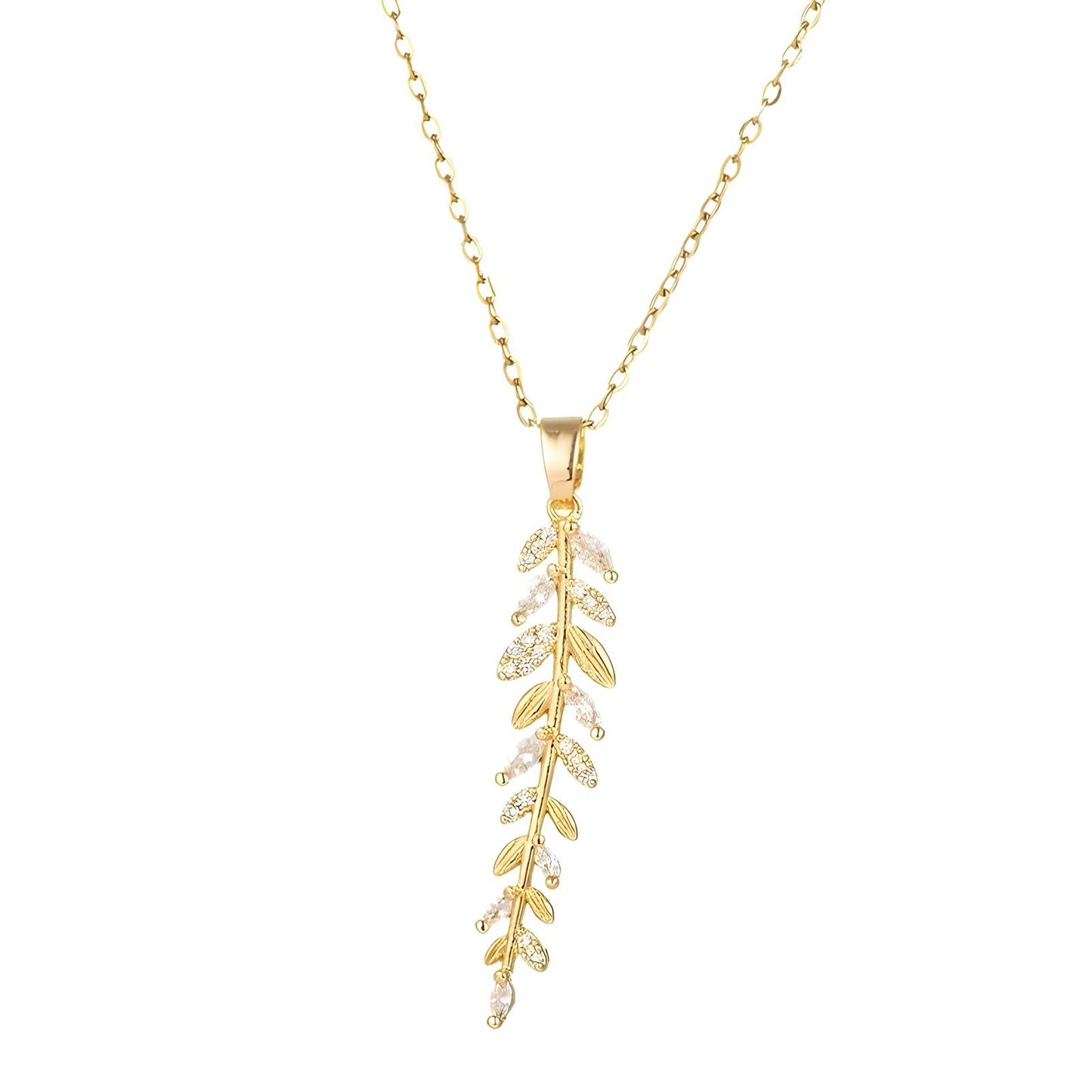 18K gold plated Stainless steel  Leafs necklace, Intensity 87359-0