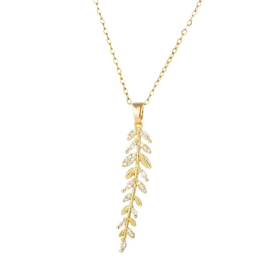 18K gold plated Stainless steel  Leafs necklace, Intensity 87359-0