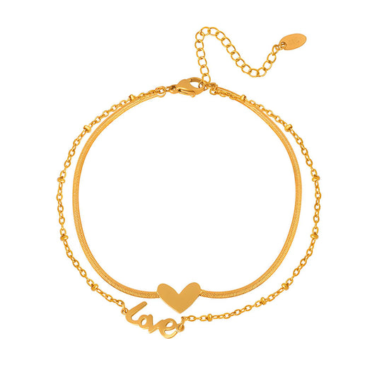 18K gold plated Stainless steel  Hearts anklet, Ellis jewellery 87368-0