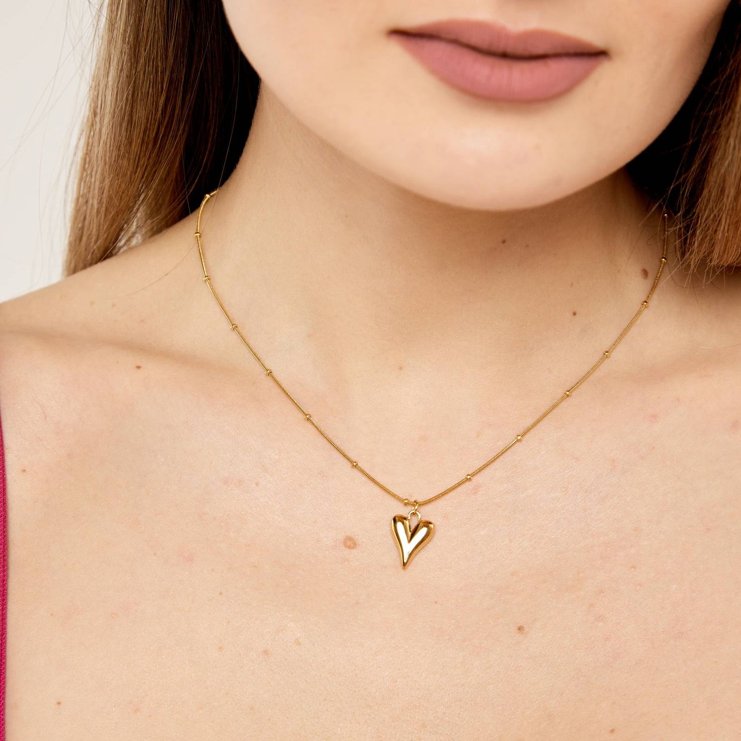 18K gold plated Stainless steel  Hearts necklace, Intensity 87374-0
