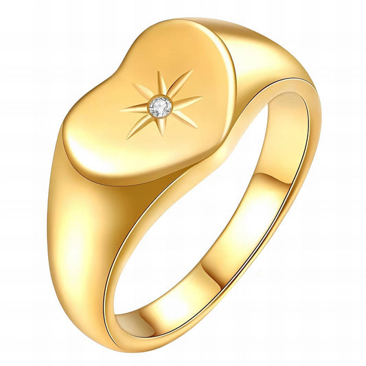 18K gold plated Stainless steel  Heart finger ring, Intensity 87405-0-9