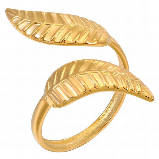18K gold plated Stainless steel  Leafs finger ring, Intensity 87620-0