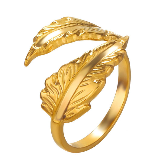 18K gold plated Stainless steel  Leafs finger ring, Intensity 87626-0
