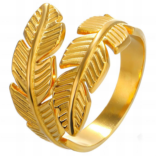 18K gold plated Stainless steel  Leafs finger ring, Intensity 87628-0
