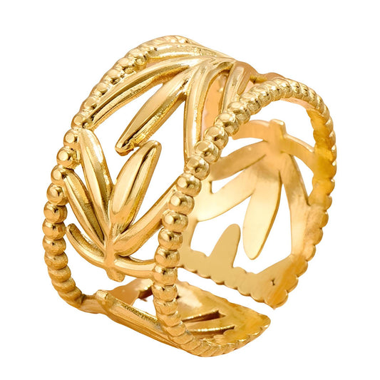 18K gold plated Stainless steel  Leafs finger ring, Intensity 87644-0