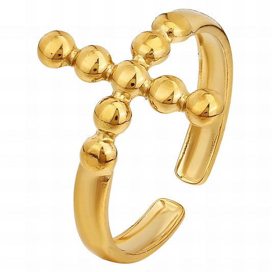 18K gold plated Stainless steel  Crosses finger ring, Intensity 87648-0-7