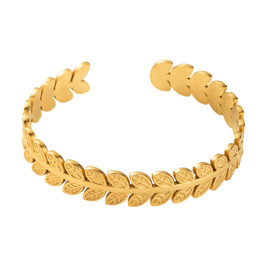 18K gold plated Stainless steel  Leafs bracelet, Intensity 87651-0