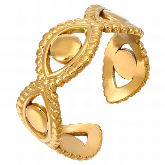 18K gold plated Stainless steel  Evil Eyes finger ring, Intensity 87658-0