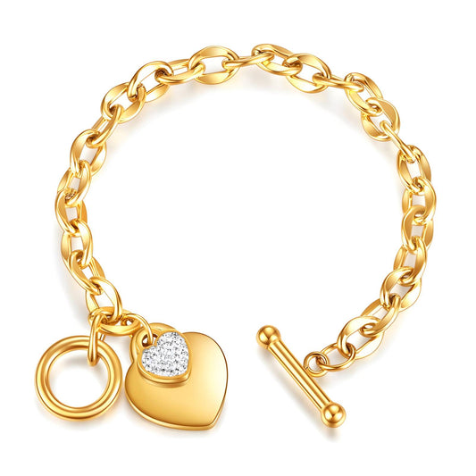 18K gold plated Stainless steel  Hearts bracelet, Intensity 87722-0