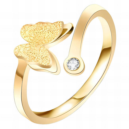 18K gold plated Stainless steel  Butterfly finger ring, Intensity 87829-0-7