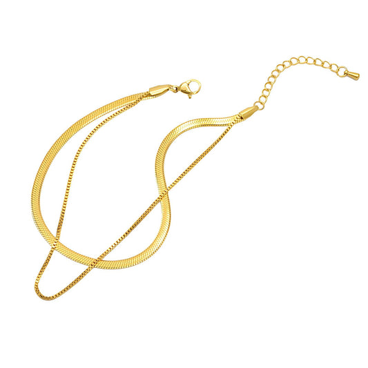 18K gold plated Stainless steel anklet, Ellis jewellery 87843-0