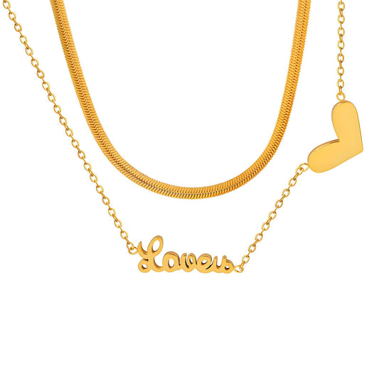 18K gold plated Stainless steel  Heart necklace, Intensity 87856-0