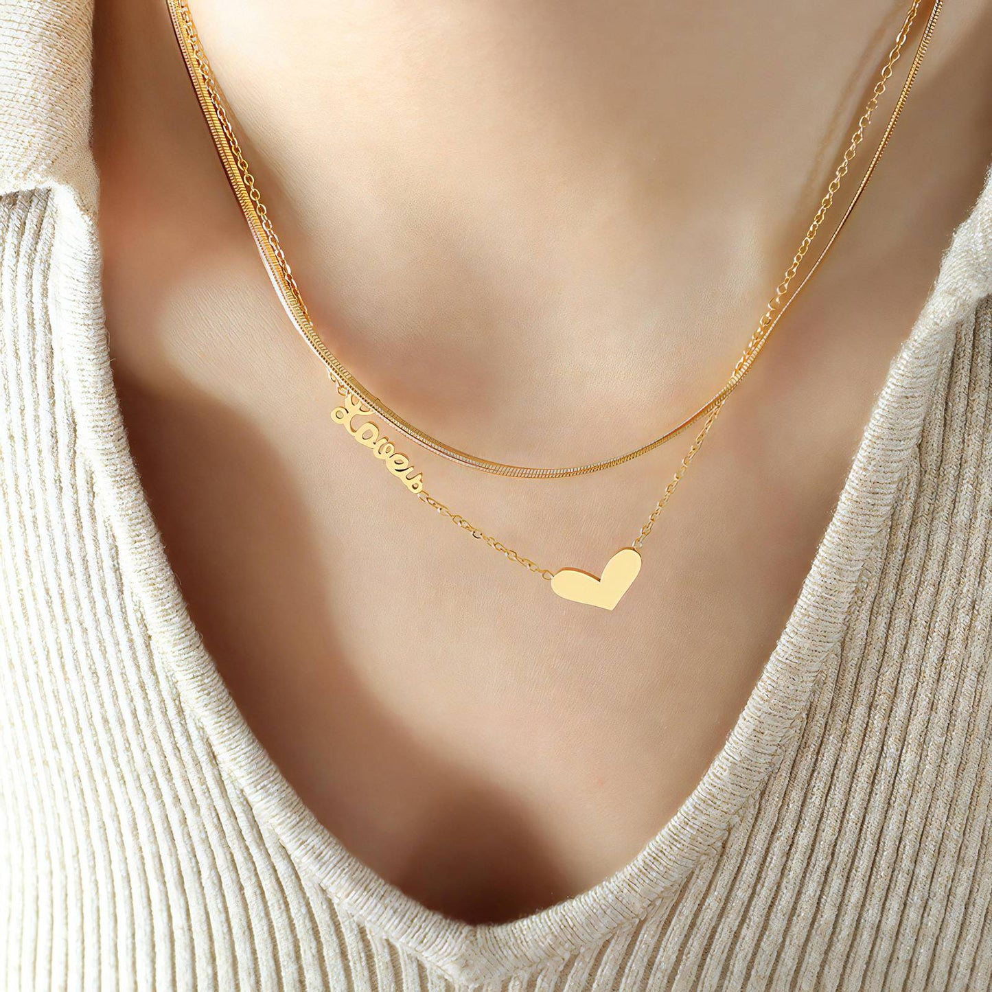 18K gold plated Stainless steel  Heart necklace, Intensity 87856-0