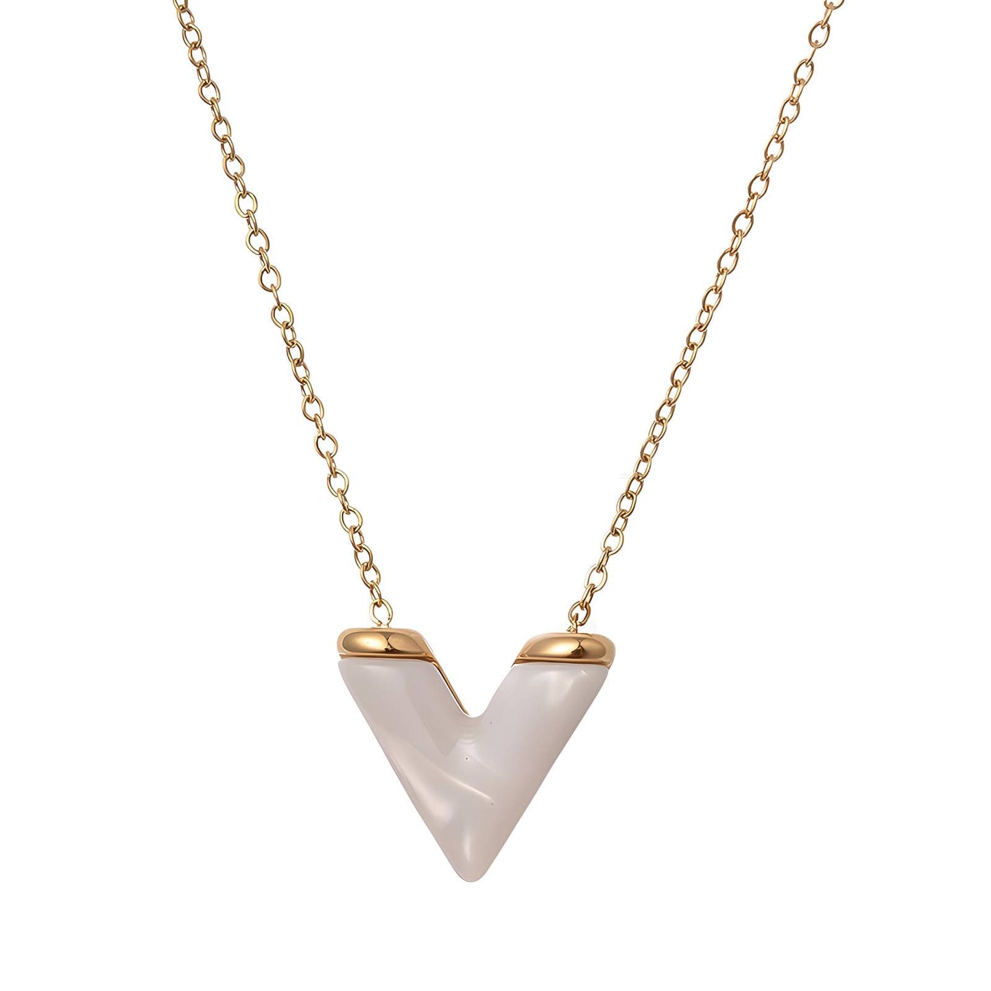 18K gold plated Stainless steel  Letter V necklace, Intensity 87870-0