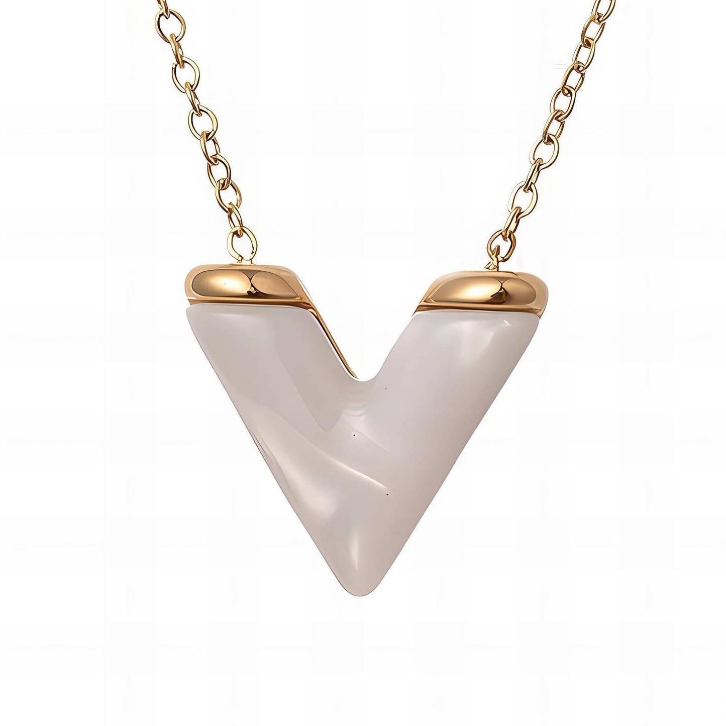 18K gold plated Stainless steel  Letter V necklace, Intensity 87870-0