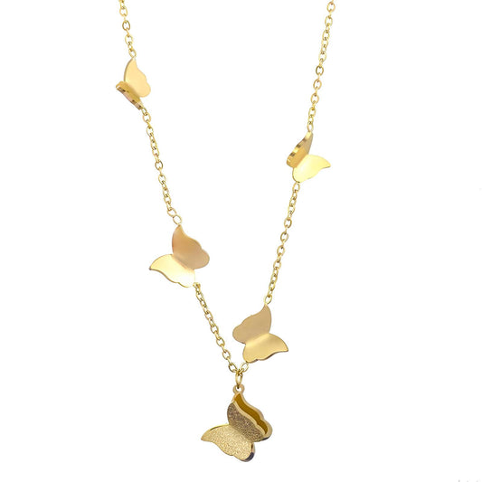 18K gold plated Stainless steel  Butterflies necklace, Intensity 87946-0
