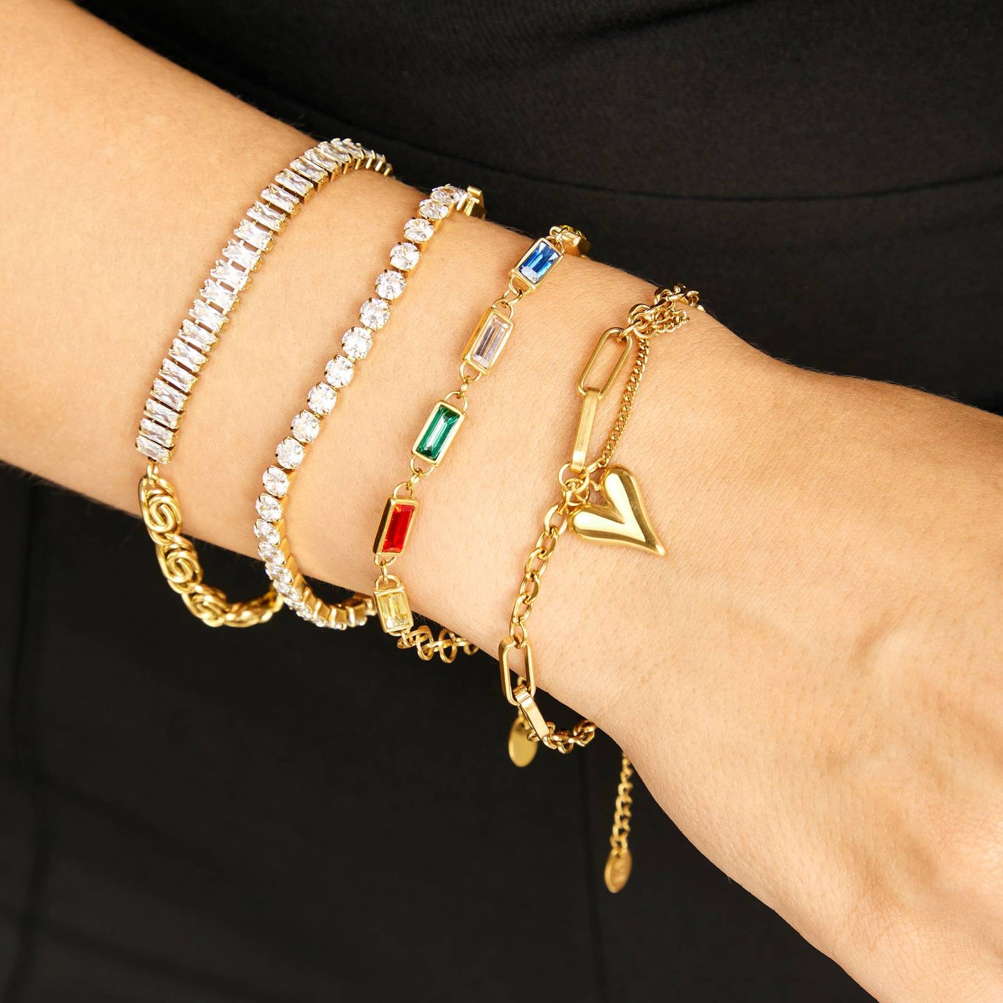18K gold plated Stainless steel  Hearts bracelet, Intensity 87948-0