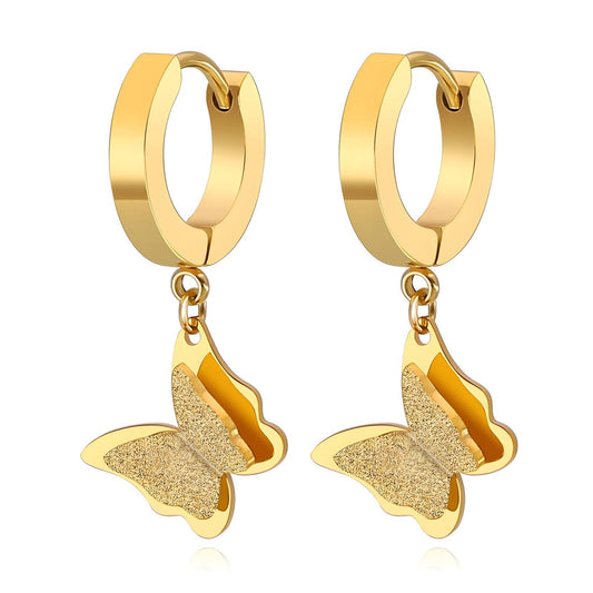 18K gold plated Stainless steel  Butterflies earrings, Intensity 87959-0