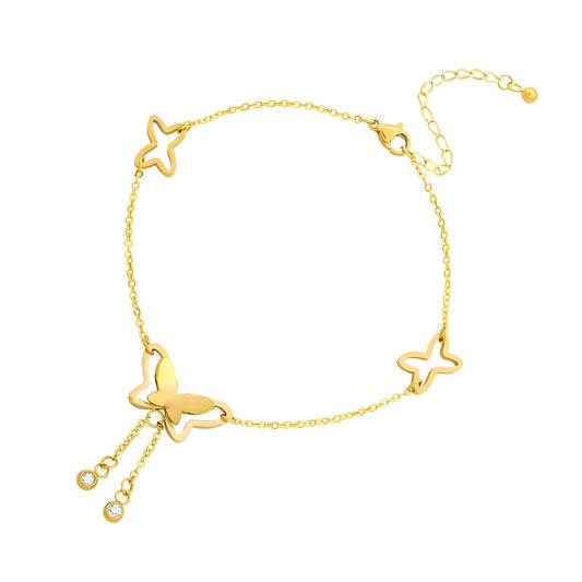 18K gold plated Stainless steel  Butterfly anklet, Ellis Jewllery 87993-0