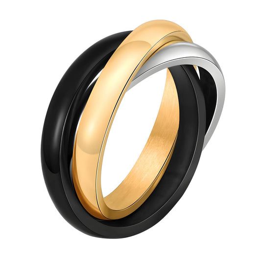 18K gold plated Stainless steel finger ring, Intensity 88128-0-8.5