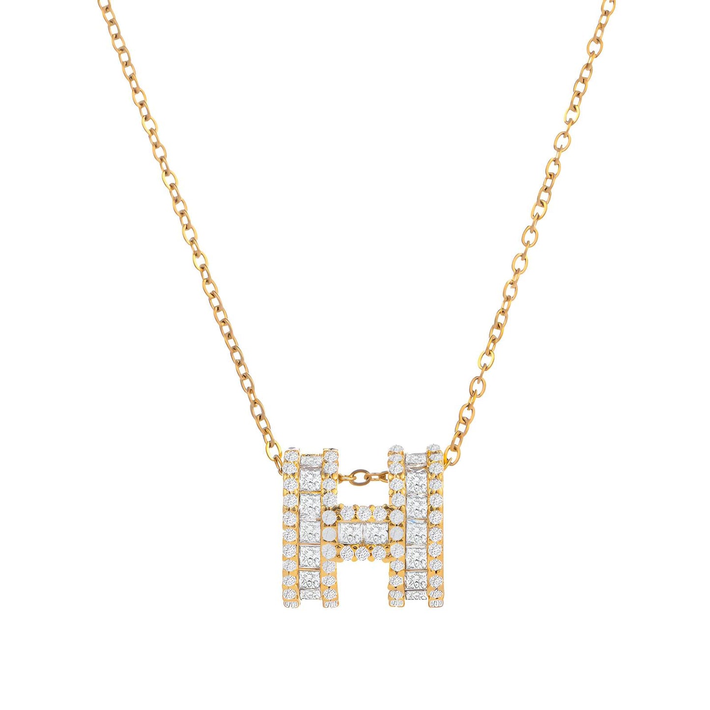 18K gold plated Stainless steel  Letter H necklace, Intensity 88249-0
