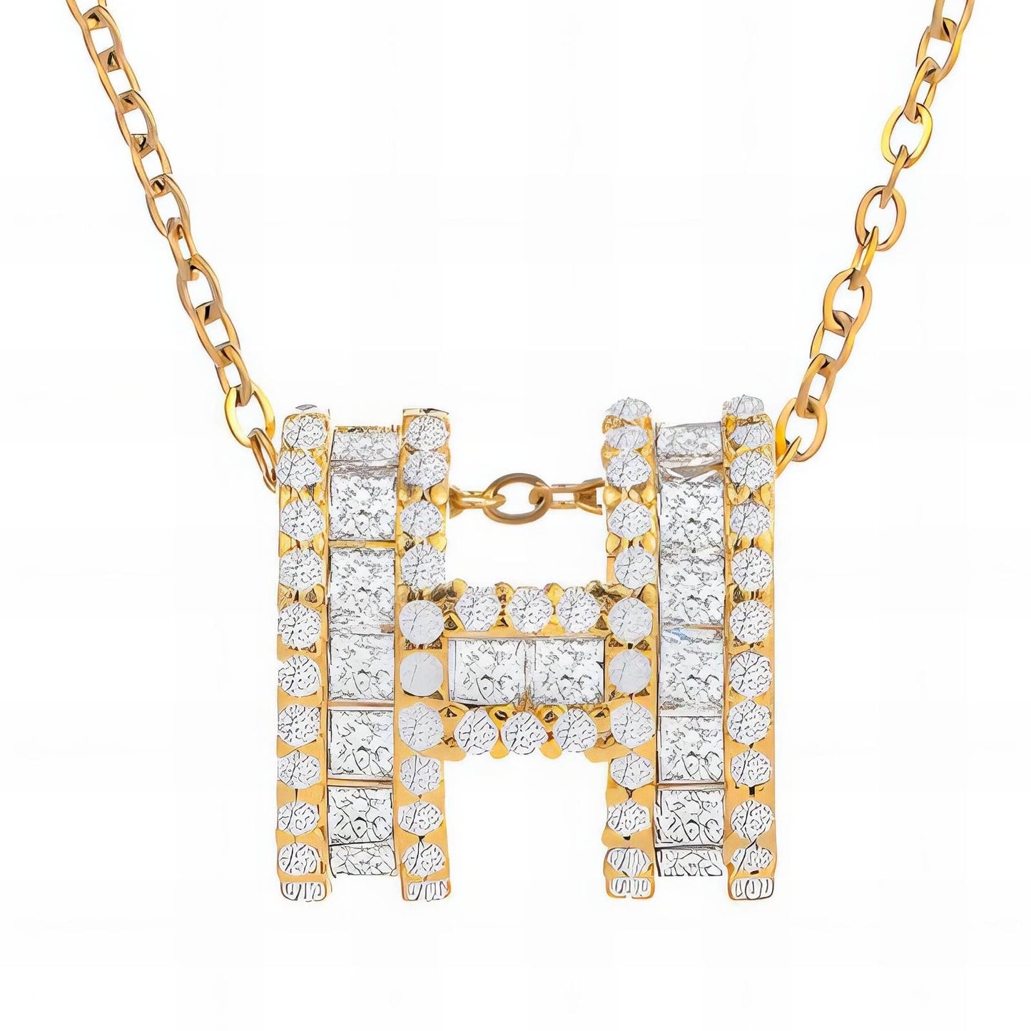 18K gold plated Stainless steel  Letter H necklace, Intensity 88249-0