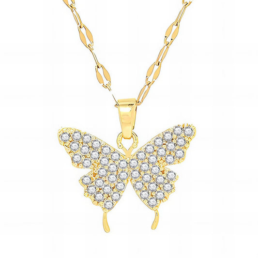 18K gold plated Stainless steel  Butterfly necklace, Intensity 88250-0