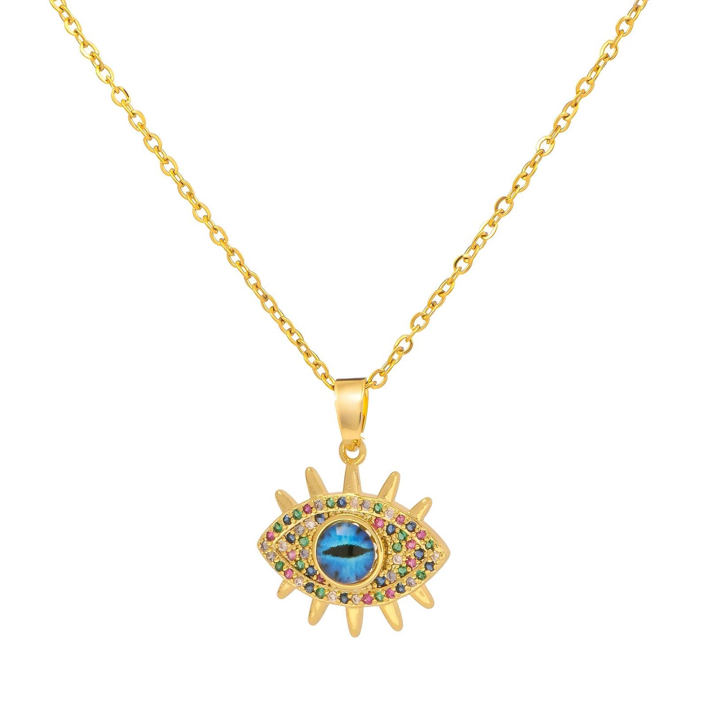 18K gold plated Stainless steel  evil eye necklace, Intensity 88326-0